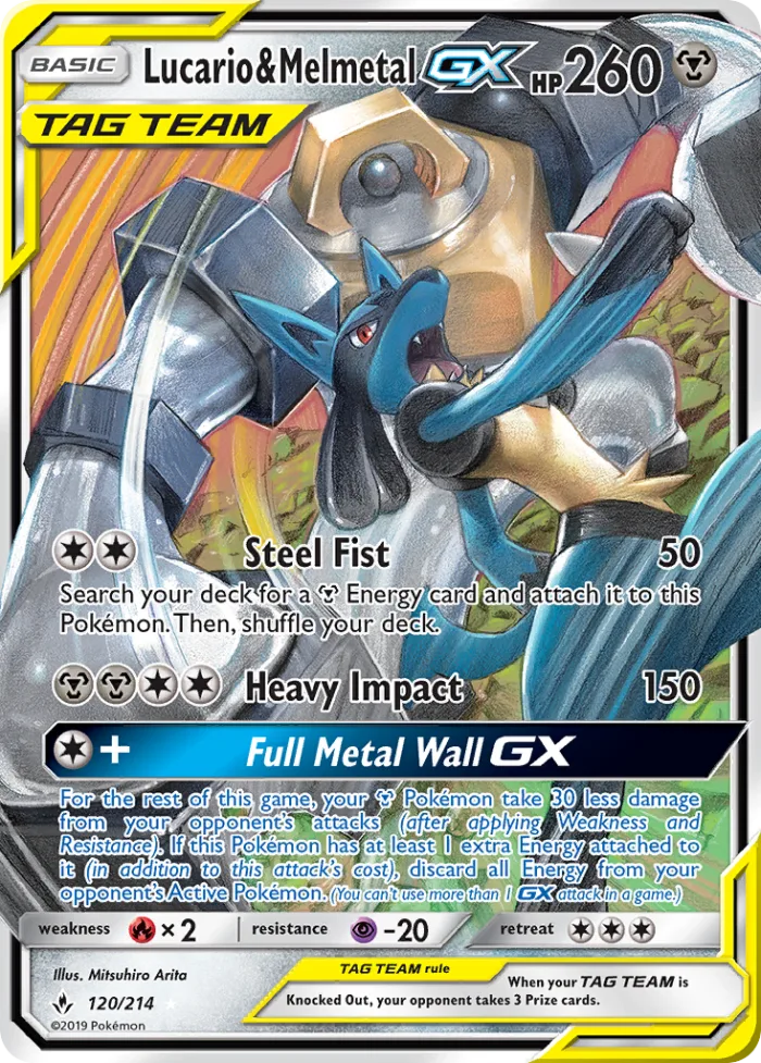 Lucario & Melmetal-GX #120 Unbroken Bonds Pokemon card