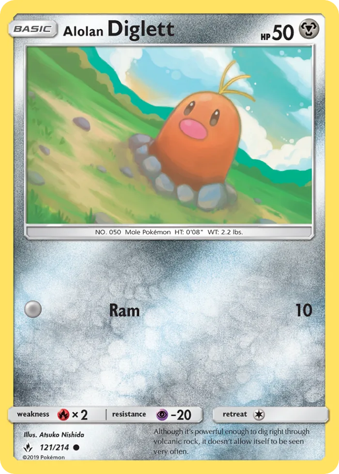 Alolan Diglett #121 Unbroken Bonds Pokemon card