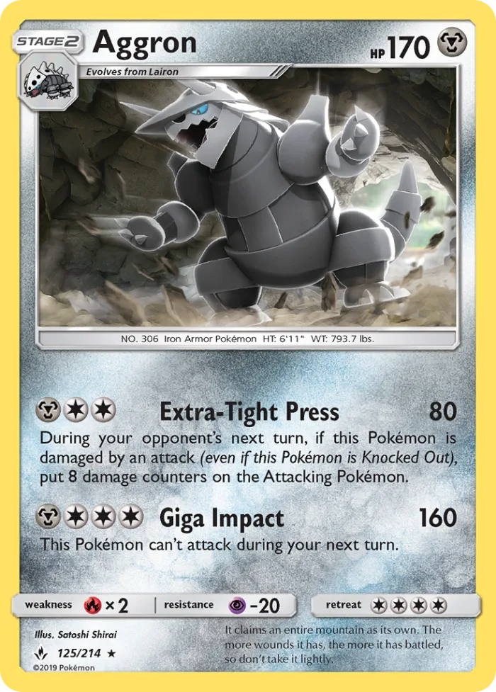 Aggron #125 Unbroken Bonds Pokemon card