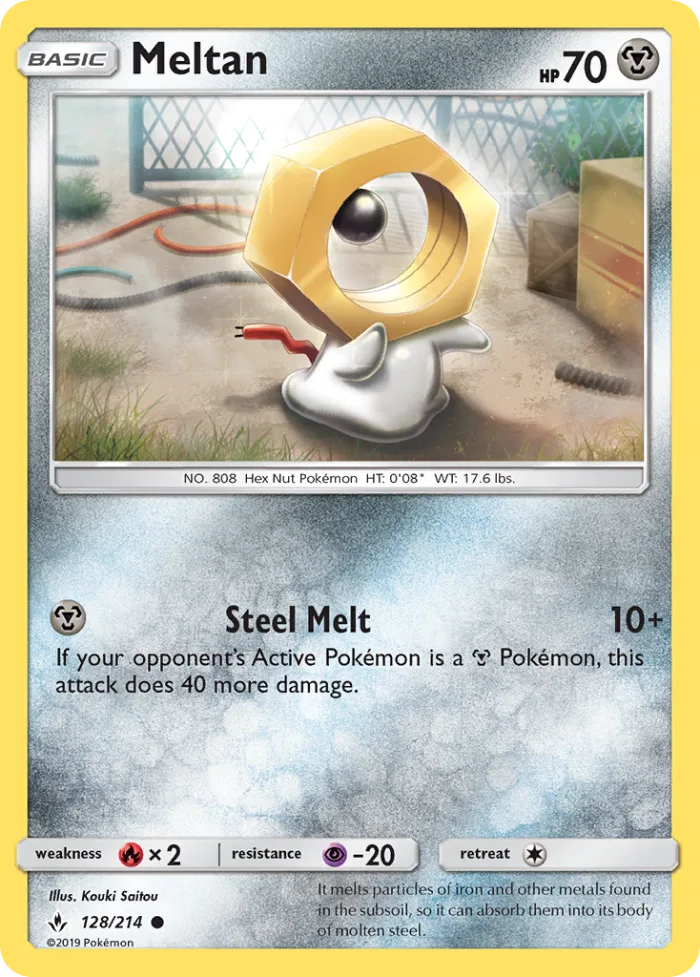 Meltan #128 Unbroken Bonds Pokemon card