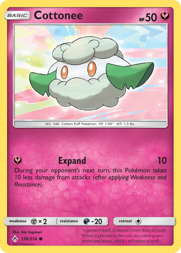 Cottonee #139 Unbroken Bonds Pokemon card