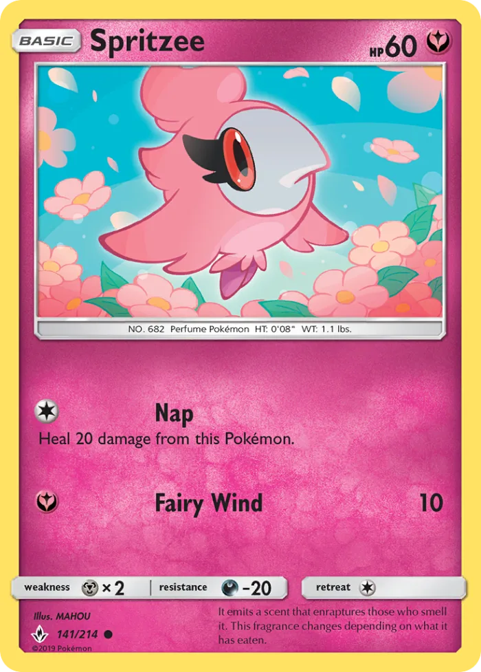 Spritzee #141 Unbroken Bonds Pokemon card