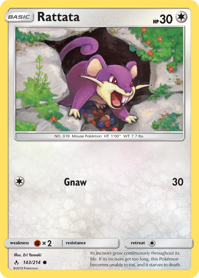 Rattata #143 Unbroken Bonds Pokemon card