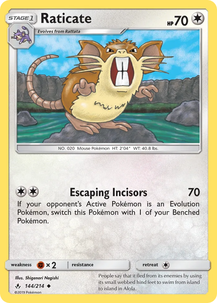 Raticate #144 Unbroken Bonds Pokemon card