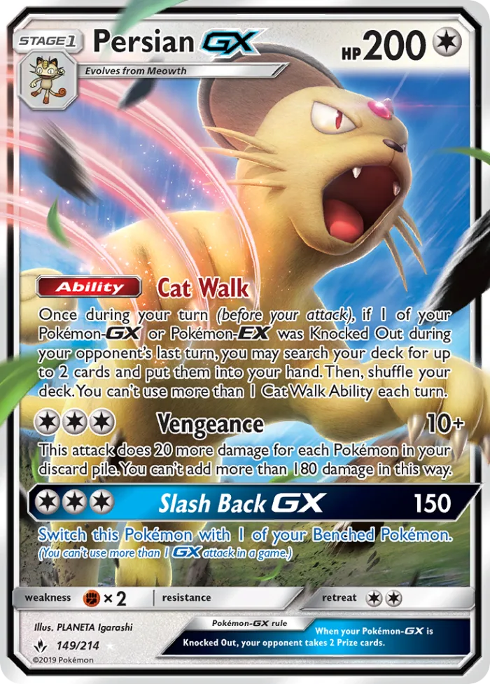 Persian-GX #149 Unbroken Bonds Pokemon card