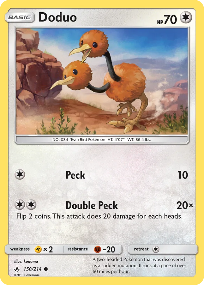 Doduo #150 Unbroken Bonds Pokemon card