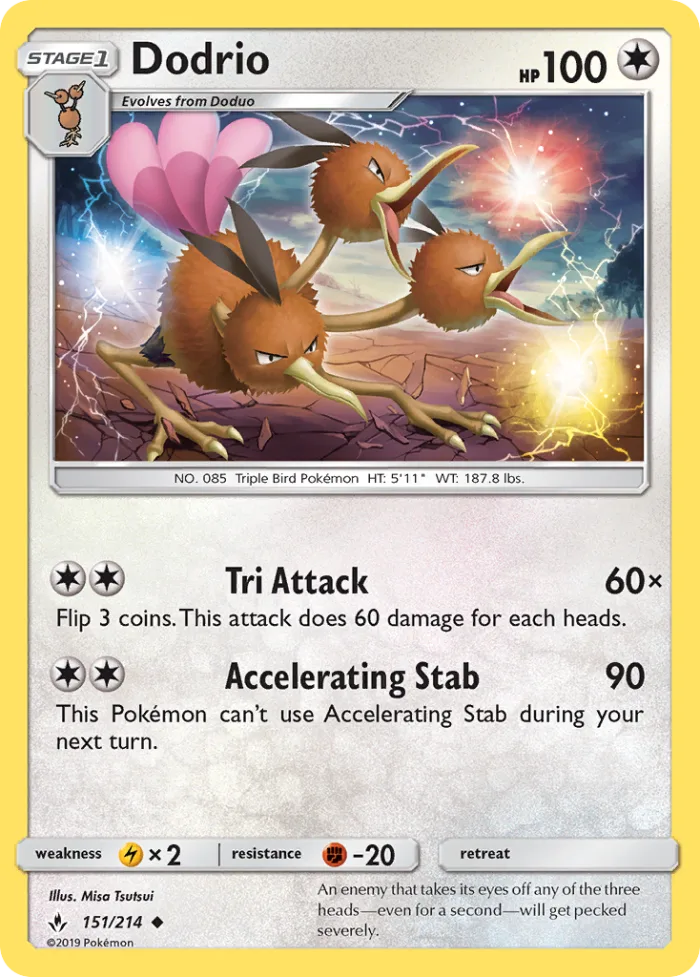 Dodrio #151 Unbroken Bonds Pokemon card