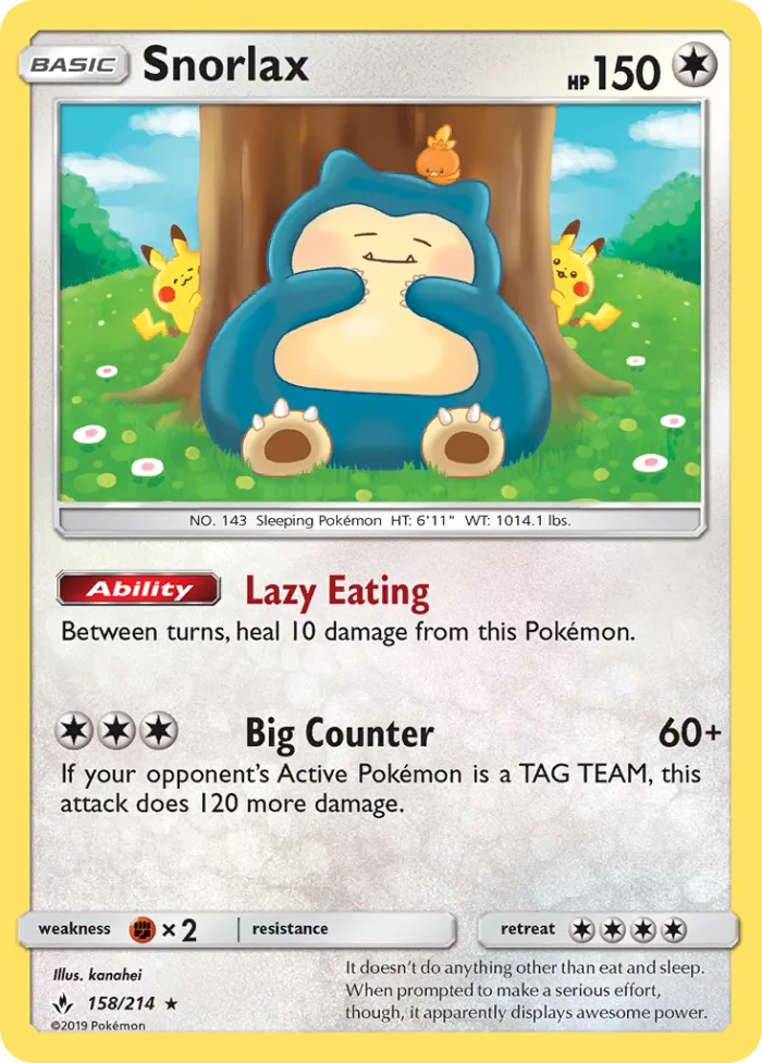 Snorlax #158 Unbroken Bonds Pokemon card