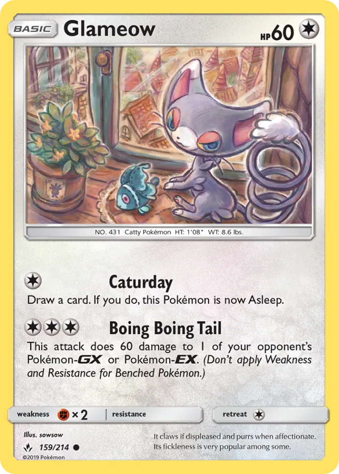 Glameow #159 Unbroken Bonds Pokemon card
