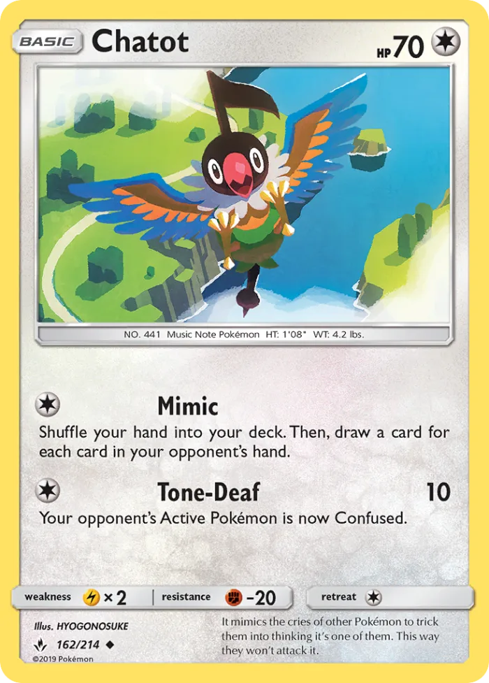 Chatot #162 Unbroken Bonds Pokemon card