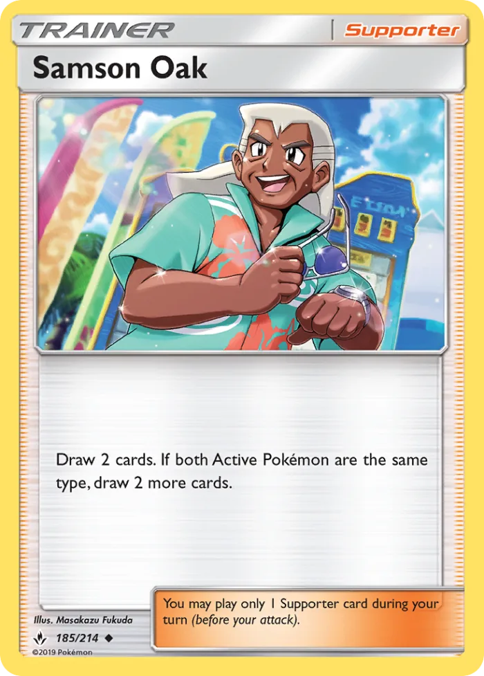 Samson Oak #185 Unbroken Bonds Pokemon card