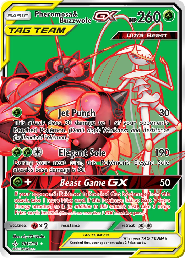 Pheromosa & Buzzwole-GX #191 Unbroken Bonds Pokemon card