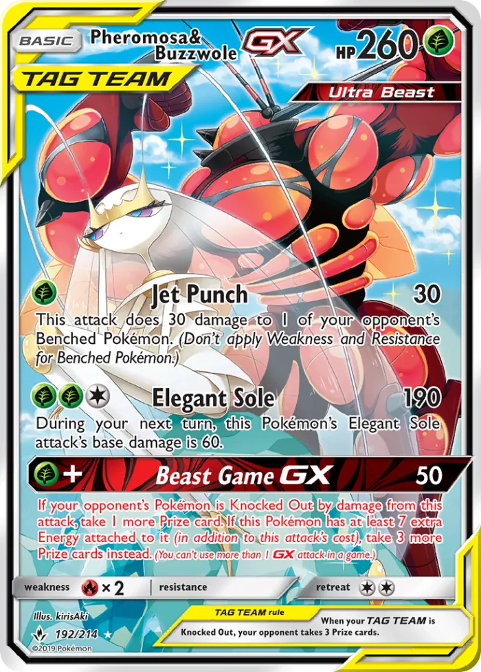 Pheromosa & Buzzwole-GX #192 Unbroken Bonds Pokemon card