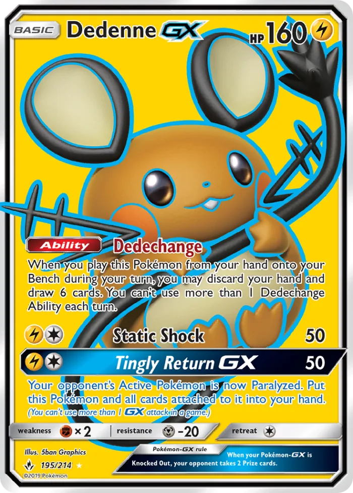 Dedenne-GX #195 Unbroken Bonds Pokemon card