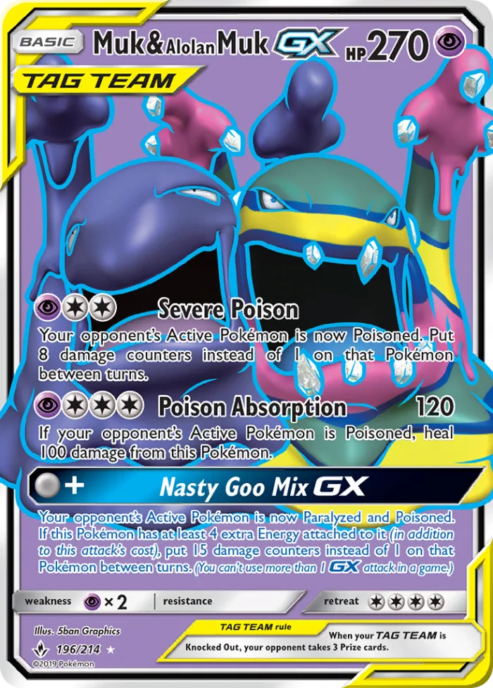 Muk & Alolan Muk-GX #196 Unbroken Bonds Pokemon card