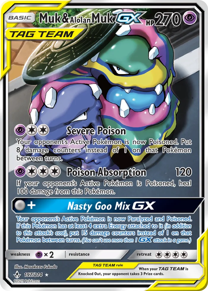 Muk & Alolan Muk-GX #197 Unbroken Bonds Pokemon card