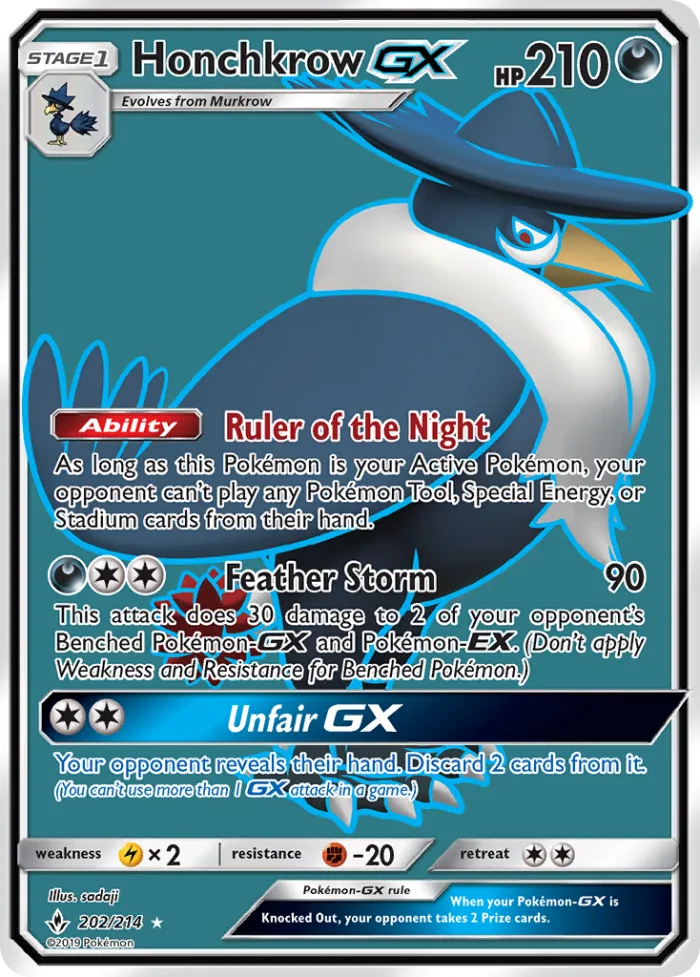 Honchkrow-GX #202 Unbroken Bonds Pokemon card