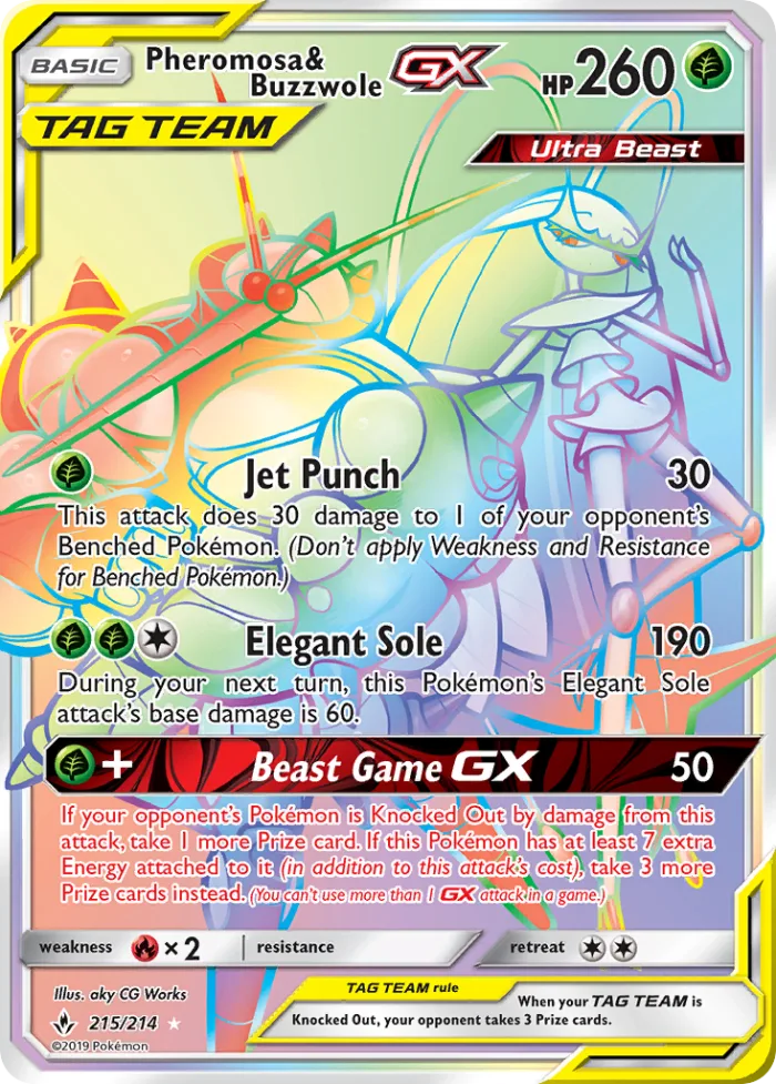 Pheromosa & Buzzwole-GX #215 Unbroken Bonds Pokemon card