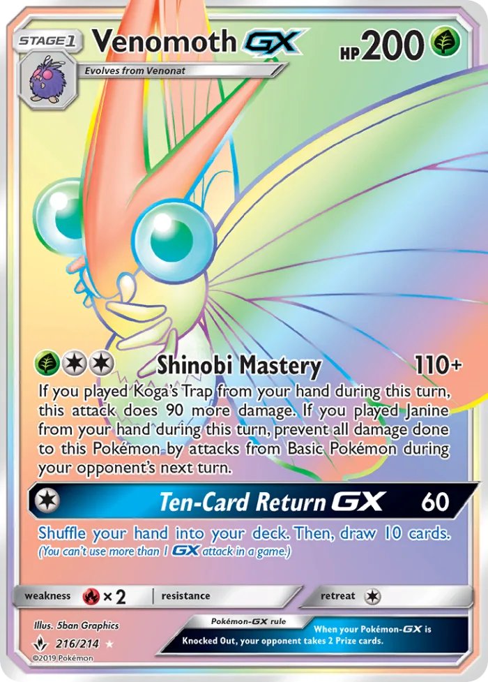 Venomoth-GX #216 Unbroken Bonds Pokemon card
