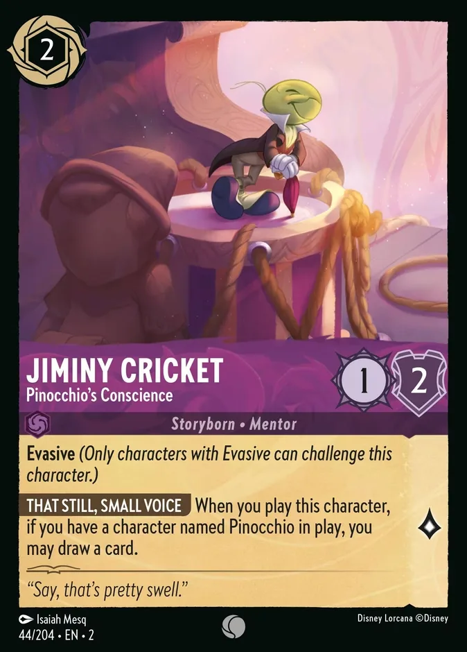 Jiminy Cricket #44 Rise of the Floodborn Disney Lorcana card