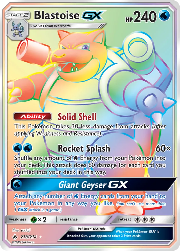 Blastoise-GX #218 Unbroken Bonds Pokemon card
