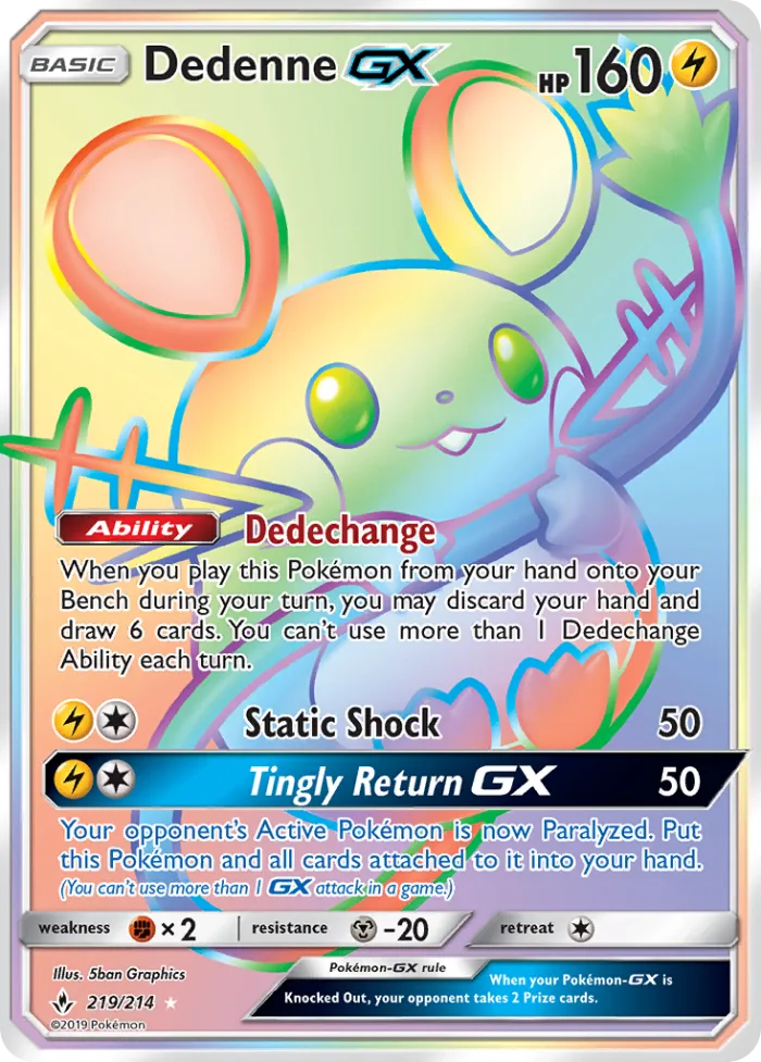 Dedenne-GX #219 Unbroken Bonds Pokemon card
