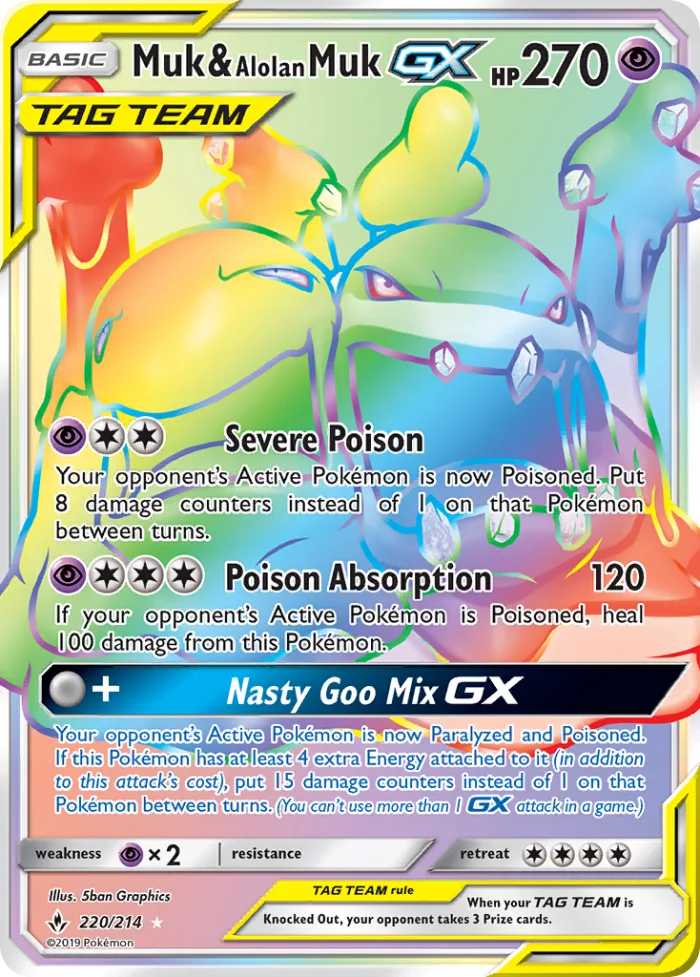 Muk & Alolan Muk-GX #220 Unbroken Bonds Pokemon card