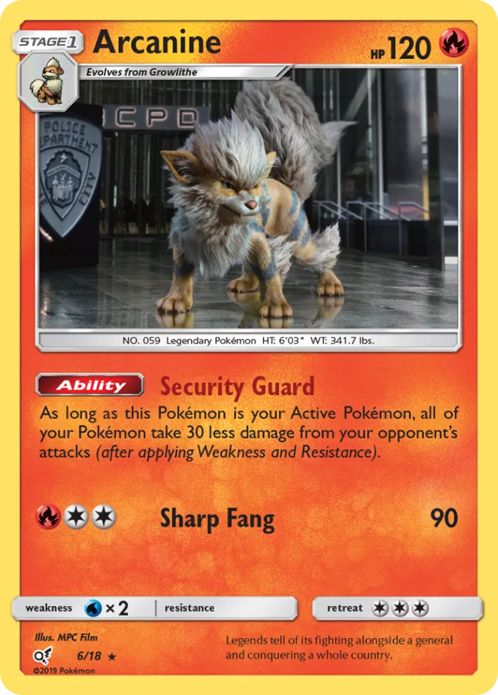 Arcanine #6 Detective Pikachu Pokemon card
