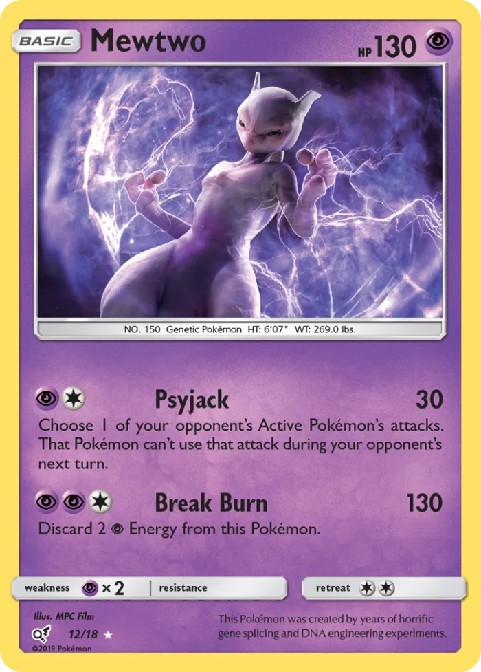 Mewtwo #12 Detective Pikachu Pokemon card