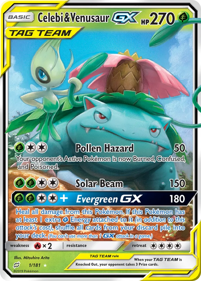 Celebi & Venusaur-GX #1 Team Up Pokemon card
