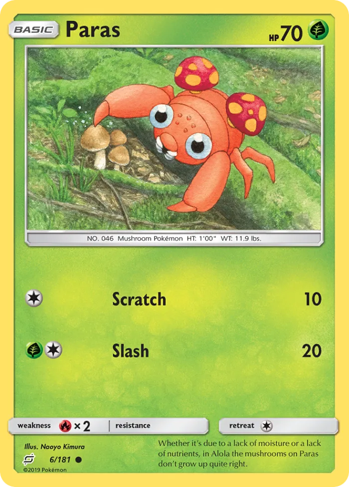Paras #6 Team Up Pokemon card