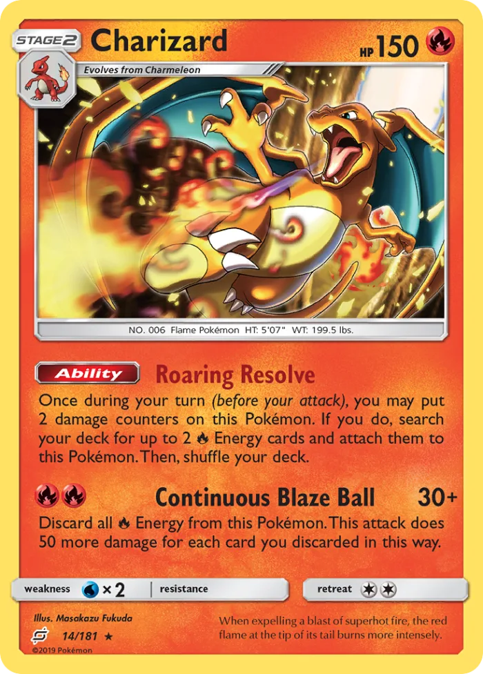 Charizard #14 Team Up Pokemon card