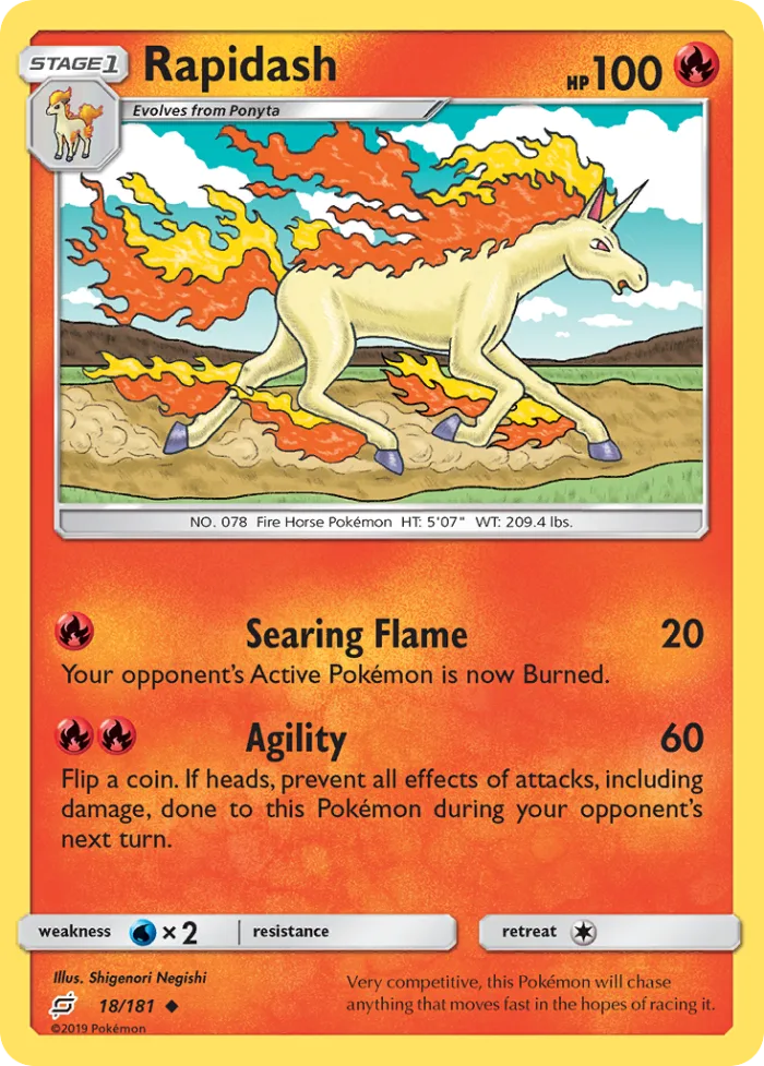 Rapidash #18 Team Up Pokemon card