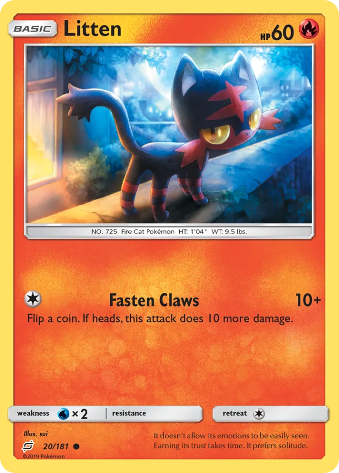 Litten #20 Team Up Pokemon card