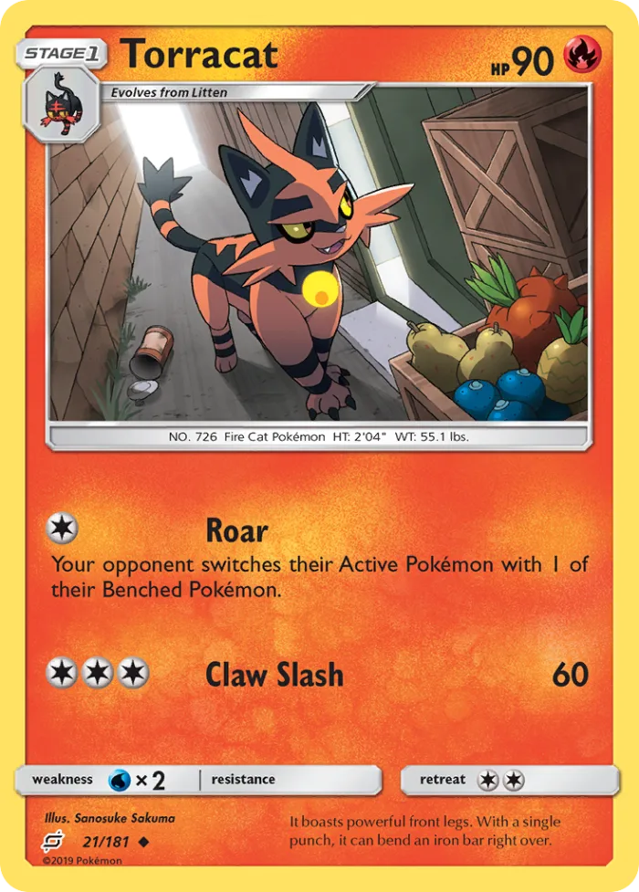 Torracat #21 Team Up Pokemon card