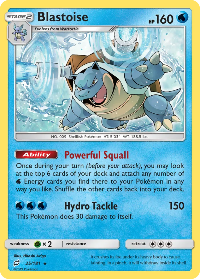 Blastoise #25 Team Up Pokemon card
