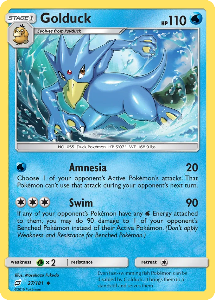 Golduck #27 Team Up Pokemon card
