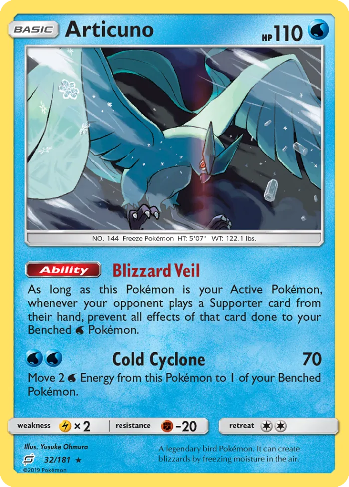 Articuno #32 Team Up Pokemon card