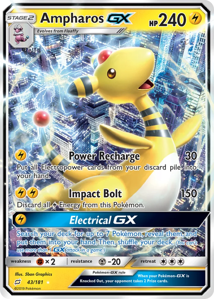 Ampharos-GX #43 Team Up Pokemon card
