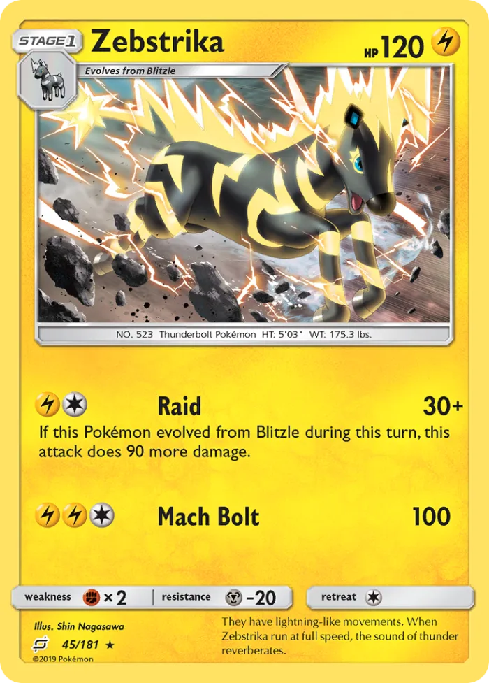 Zebstrika #45 Team Up Pokemon card
