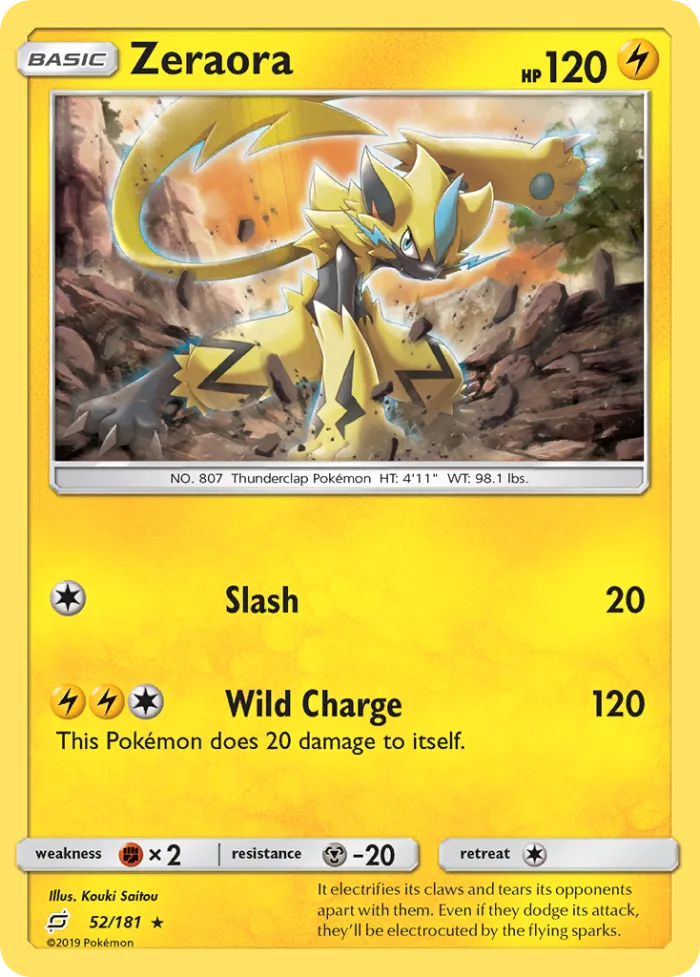Zeraora #52 Team Up Pokemon card
