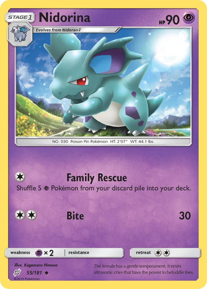 Nidorina #55 Team Up Pokemon card