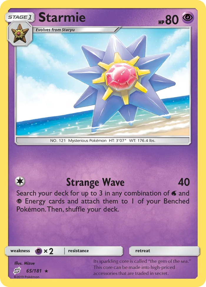 Starmie #65 Team Up Pokemon card