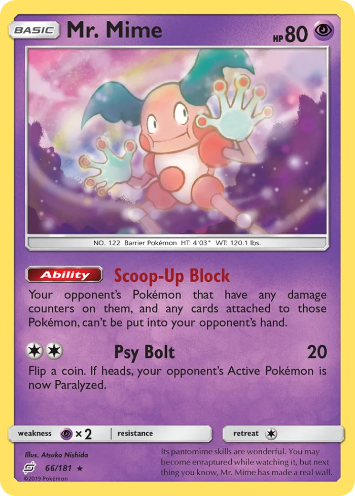 Mr. Mime #66 Team Up Pokemon card