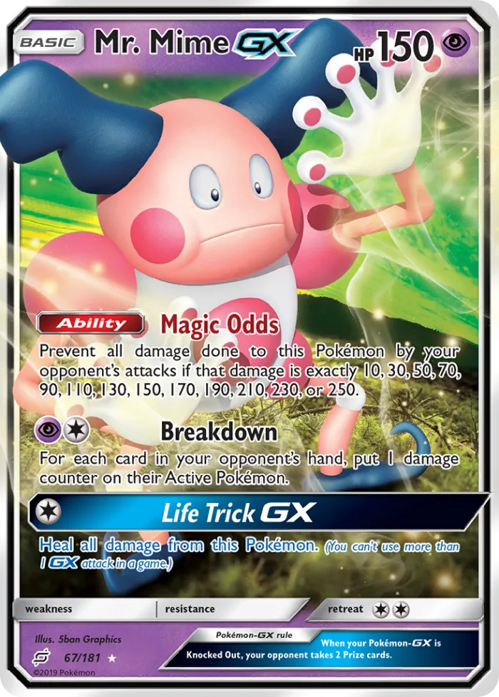 Mr. Mime-GX #67 Team Up Pokemon card