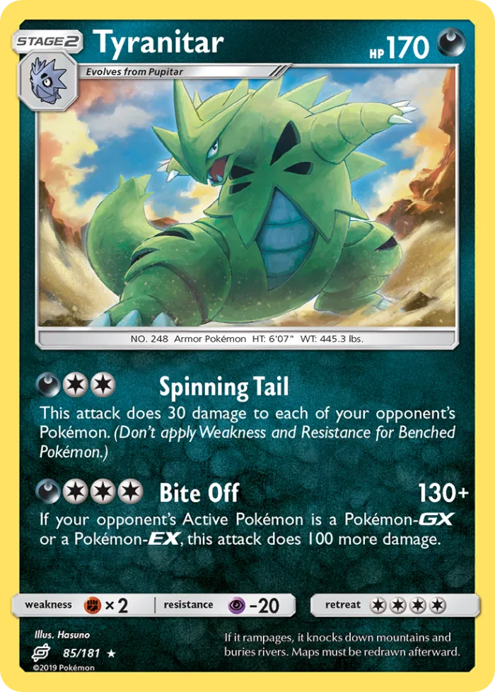 Tyranitar #85 Team Up Pokemon card