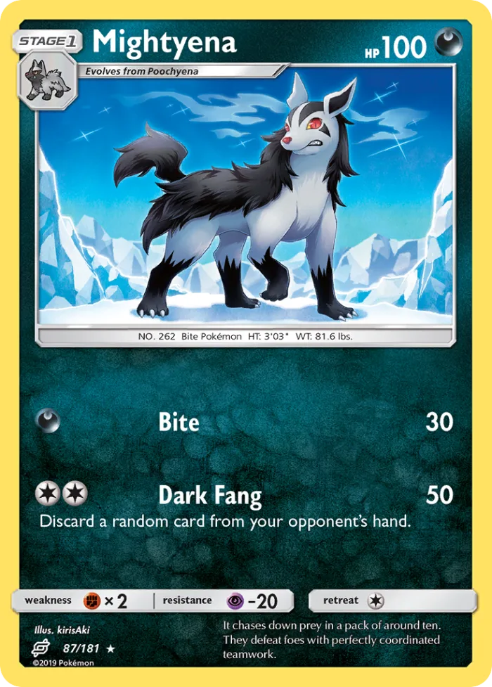 Mightyena #87 Team Up Pokemon card