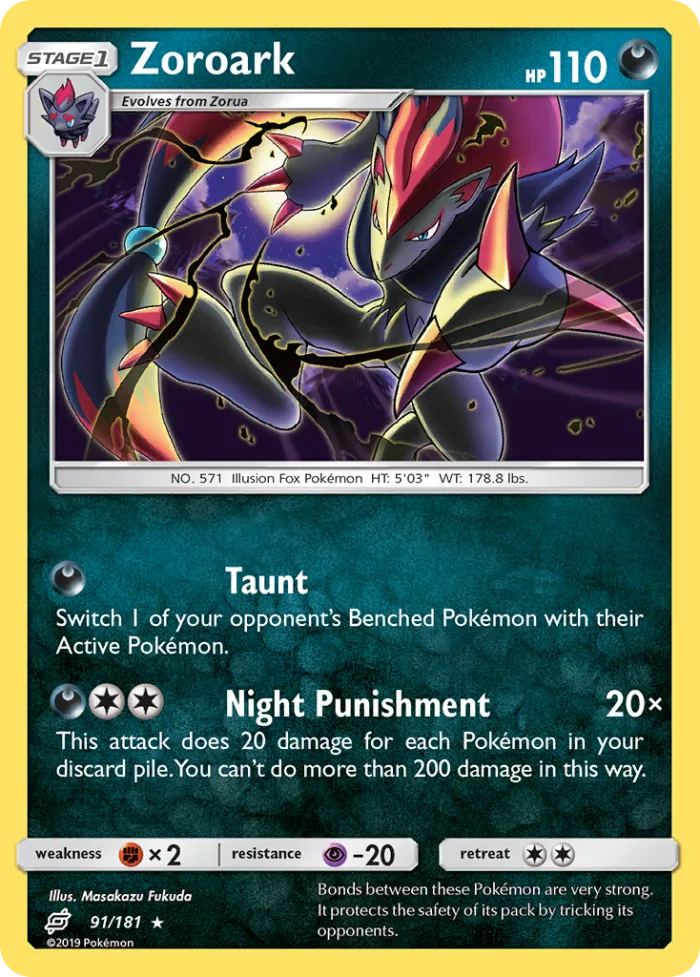 Zoroark #91 Team Up Pokemon card