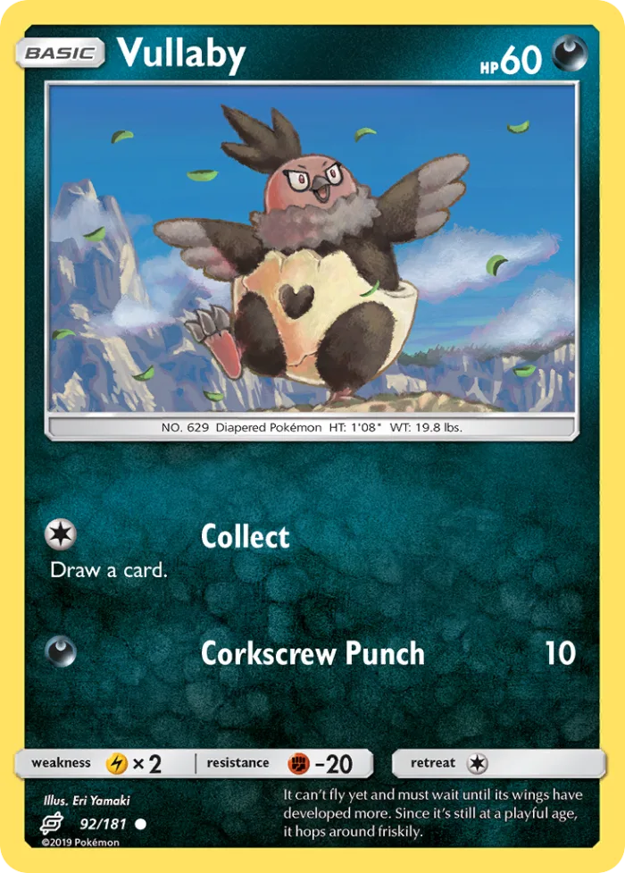 Vullaby #92 Team Up Pokemon card