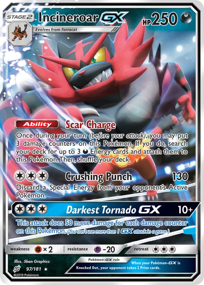 Incineroar-GX #97 Team Up Pokemon card